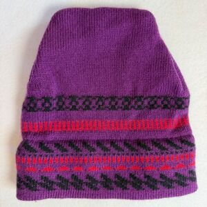Vintage Eddie Bauer Wool Beanie Purple 80s/90s Winter Snow Ski Hat